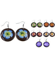 Load image into Gallery viewer, Coconut Shell With Plumeria Flower Earrings