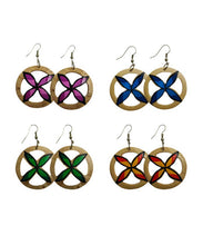 Load image into Gallery viewer, Hand Painted Plumeria Round Coconut Earrings