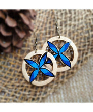 Load image into Gallery viewer, Hand Painted Plumeria Round Coconut Earrings