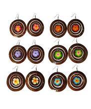 Load image into Gallery viewer, Round Coconut With Flower Earrings