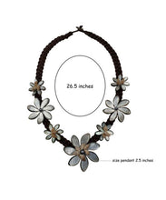 Load image into Gallery viewer, Carved Tiare Flower Mother of Pearl Shell Pendant Necklace