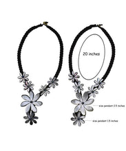 Load image into Gallery viewer, Black M.O.P Tiare Flower Pendant Necklace