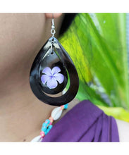Load image into Gallery viewer, Tear Drop Coconut With Flower Earrings