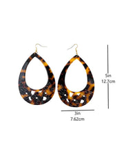 Load image into Gallery viewer, Brown Faux Turtle Shell Tear Drop Earring