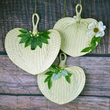 Load image into Gallery viewer, Natural Woven Raffia Palm Fan - 13" x 12"
