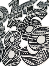 Load image into Gallery viewer, Numbers "0 to 9" Tribal Vinyl Sticker Bundle 2 x 3 (10 Numbers)