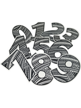 Load image into Gallery viewer, Numbers "0 to 9" Tribal Vinyl Sticker Bundle 2 x 3 (10 Numbers)