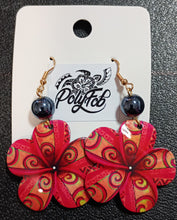 Load image into Gallery viewer, TRIBAL PRINT PLUMERIA WITH PEARL EARRINGS