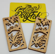Load image into Gallery viewer, Laser Cut Rectangle Monstera Wooden Earrings