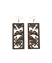 Load image into Gallery viewer, Laser Cut Rectangle Monstera Wooden Earrings