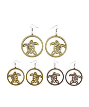 Load image into Gallery viewer, Lasercut Turtle Wooden Earrings