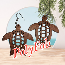 Load image into Gallery viewer, WOOD CARVED TURTLE EARRINGS
