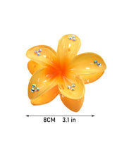 Load image into Gallery viewer, Acrylic Plumeria Flower Hair Clip With Crystal