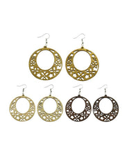 Load image into Gallery viewer, Flower Silhouette Wooden Earrings