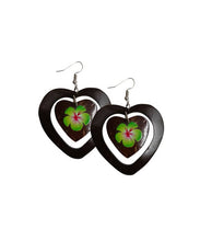 Load image into Gallery viewer, Heart Shaped Coconut Earrings With Flower