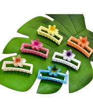 Load image into Gallery viewer, Acrylic Rectangular Plumeria Flower Hair Clip