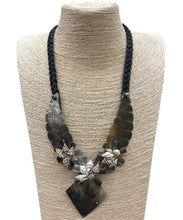 Load image into Gallery viewer, Leaf and Tiare Flower Hand Carved Shell Pendant Necklace