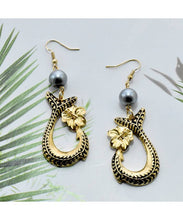Load image into Gallery viewer, Fish Hook With Flower Earrings