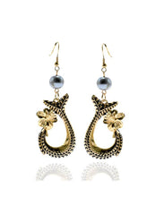 Load image into Gallery viewer, Fish Hook With Flower Earrings
