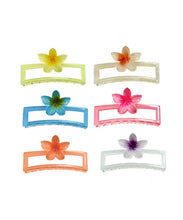 Load image into Gallery viewer, Acrylic Rectangular Plumeria Flower Hair Clip
