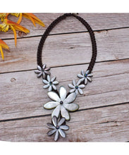 Load image into Gallery viewer, Black M.O.P Tiare Flower Pendant Necklace
