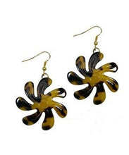 Load image into Gallery viewer, Large Brown Tiare Flower Earrings
