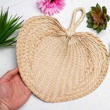 Load image into Gallery viewer, Natural Woven Raffia Palm Fan - 13" x 12"

