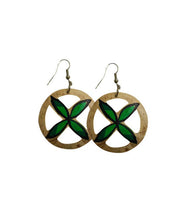 Load image into Gallery viewer, Hand Painted Plumeria Round Coconut Earrings
