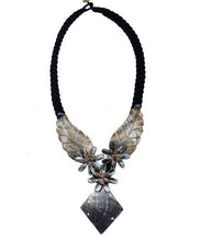 Load image into Gallery viewer, Leaf and Tiare Flower Hand Carved Shell Pendant Necklace
