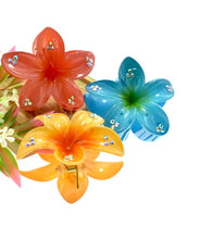 Load image into Gallery viewer, Acrylic Plumeria Flower Hair Clip With Crystal
