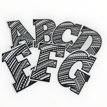 Load image into Gallery viewer, LETTER &quot;A-B-C-D-E-F-G-H-I&quot; TRIBAL VINYL STICKERS 2 x 3
