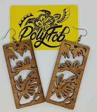 Load image into Gallery viewer, Laser Cut Rectangle Monstera Wooden Earrings
