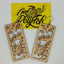 Load image into Gallery viewer, Laser Cut Rectangle Monstera Wooden Earrings
