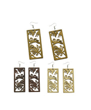 Load image into Gallery viewer, Laser Cut Rectangle Monstera Wooden Earrings
