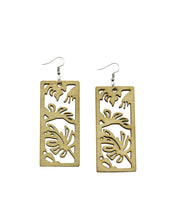 Load image into Gallery viewer, Laser Cut Rectangle Monstera Wooden Earrings
