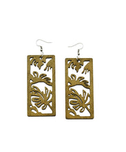 Load image into Gallery viewer, Laser Cut Rectangle Monstera Wooden Earrings
