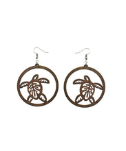 Load image into Gallery viewer, Lasercut Turtle Wooden Earrings
