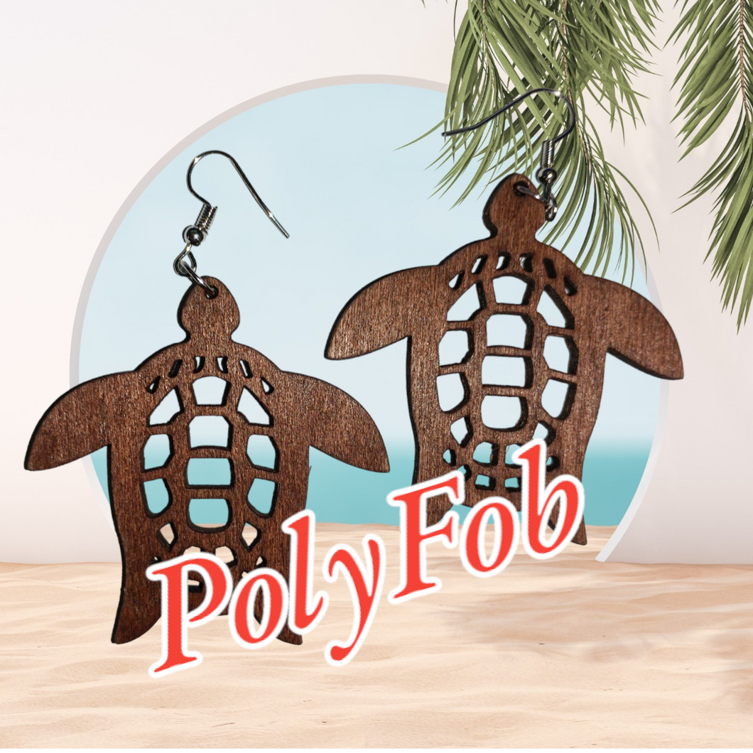 WOOD CARVED TURTLE EARRINGS