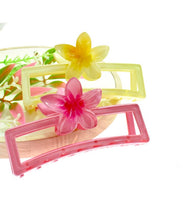 Load image into Gallery viewer, Acrylic Rectangular Plumeria Flower Hair Clip
