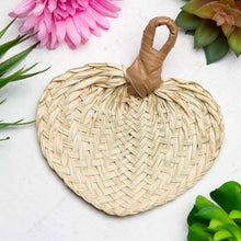 Load image into Gallery viewer, 7" x 5" Natural Woven Raffia Palm Fan Package of 48 pieces
