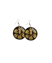Load image into Gallery viewer, Hand Carved Hibiscus Coconut Earrings
