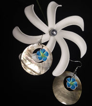 Load image into Gallery viewer, Mother of Pearl Earrings with Fimo Flower Center
