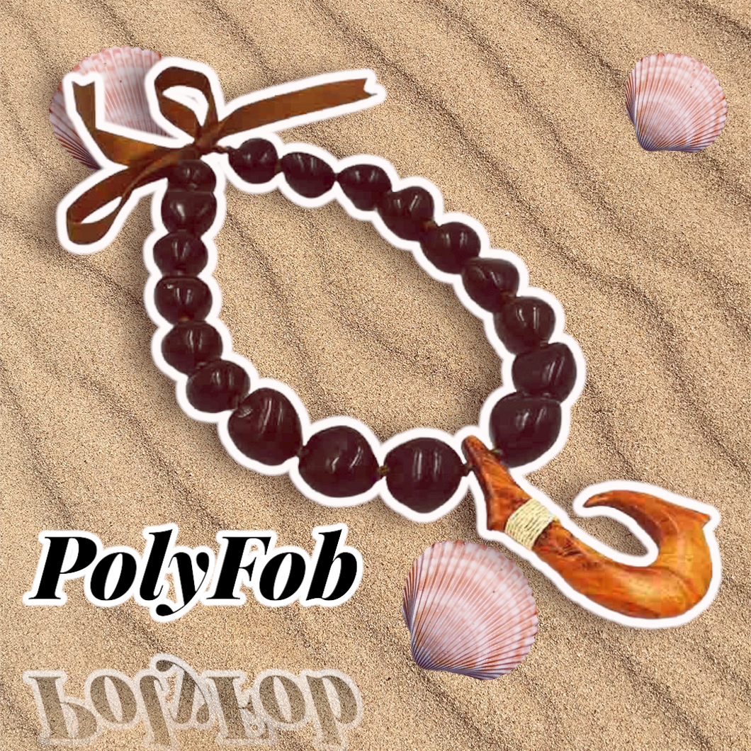 BROWN KUIKUI LEI WITH FISHHOOK PENDANT