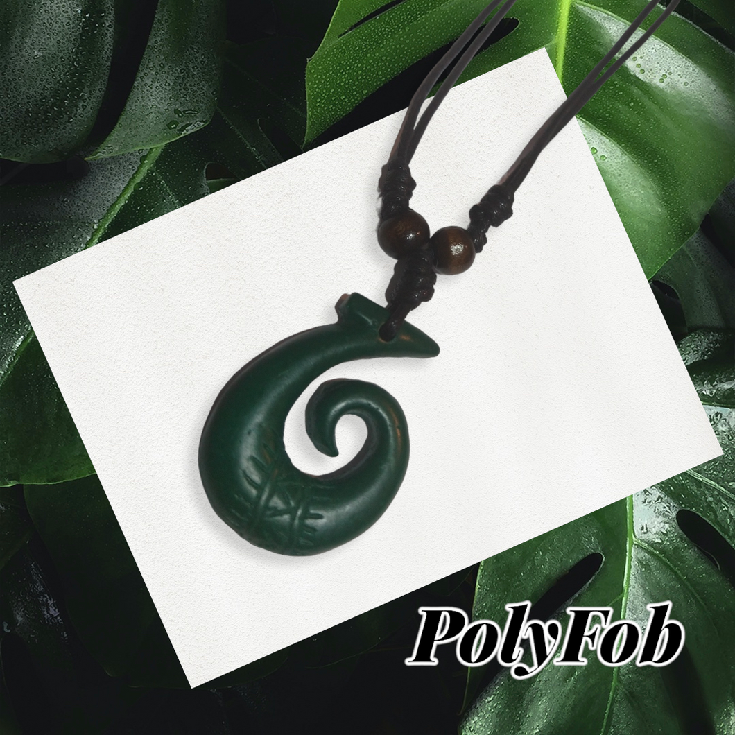 ADJUSTABLE RESIN FAUX JADE POLYNESIAN PENDANT